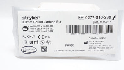 Stryker 0277-010-230 Round Carbide Bur 3.0mm (x)